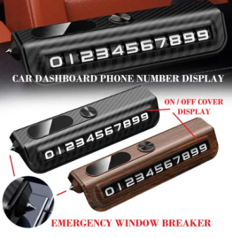 Wooden Car Dashboard Phone Number Display