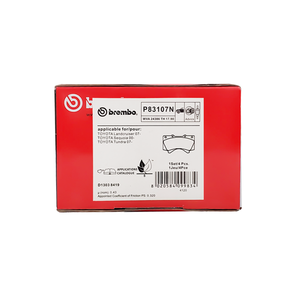 Brembo Front Brake Pad P83107N (Toyota Land Cruiser V8-URJ202W)